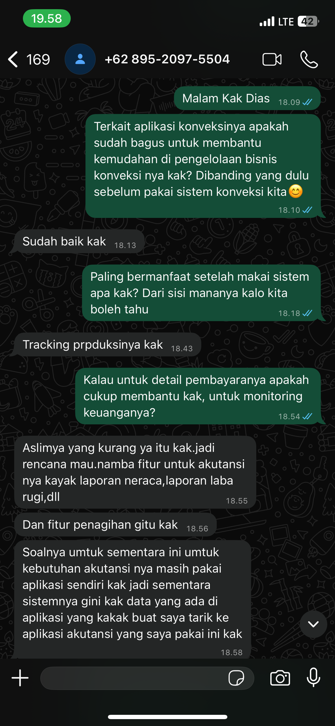 Bukti Percakapan WhatsApp DSP CONSEPT KONVEKSI